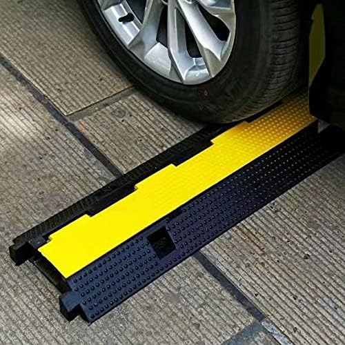 Rubber Cable Ramp Cord Cover Cable Protector Ramps Wire Hose Protective 1 Channel 22000Lbs Load Capacity Traffic Speed Bump for Asphalt Concrete Gravel Driveway Indoor Outdoor, 4 Pack