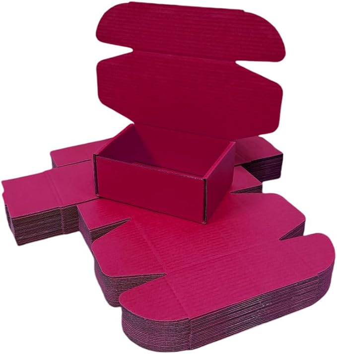 50 Pcs 4.3 x 3.1 x 2 inches Mini Size Corrugated Cardboard Gift Boxes Recyclable Shipping Boxes for Packing Jewelry Ornament Gift Craft Packaging Supplier (Cranberry, 4.3 x 3.1 x 2")