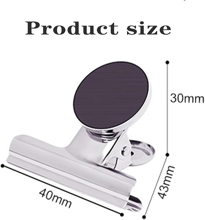 Strong Magnetic Clips, 20 Pack, 1.57 Inch, 40 mm, Black, Refrigerator Magnet Clips, Large Clip Magnets, Office Supplies, Photo Displays