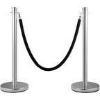 VEVOR Velvet Ropes and Posts 2 Pcs, 5 ft Black Velvet Rope, Stanchion Post, Crowd Control Barriers Silver Stanchions, Red Carpet Poles, Crowd Control Ropes and Poles for Party Supplies