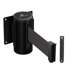 Crowd Control Warehouse - CCW Series WMB-125 Fixed Wall Mount Retractable Belt Barrier - 11 Foot, Dark Grey Belt with Black Steel Case