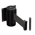 Crowd Control Warehouse - CCW Series WMB-120 Fixed Wall Mount Retractable Belt Barrier - 11 Foot, Dark Grey Belt with Black Steel Case, Crowd Control Barriers