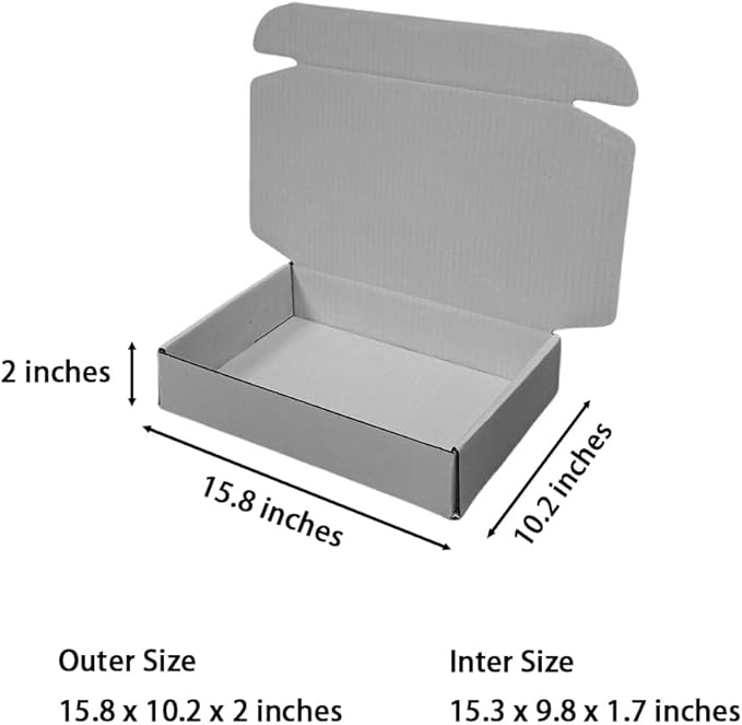 20 Pcs 15.8 x 10.2 x 2 inches Shipping Boxes for Small Business Cardboard Corrugated Mailer Boxes for Shipping Packaging Holidays Craft Gifts Giving Products (Gray, 15.8 x 10.2 x 2")
