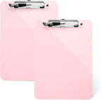 2 Pack Pink A4 Clipboard with Pen Holder,Standard Letter Size,Heavy Duty Clip Boards 8.5x11,Cute Clipboards for Women Kids Students,Nurses, School Office Home Supplies