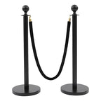 8 Packs Stanchion Posts Black Stainless Steel Stanchion Post Queue 5 ft Black Velvet Rope Red Carpet Ropes and Poles Crowd Control Barriers with Fillable Base for Theaters Wedding Exhibition