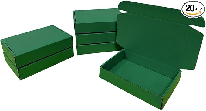 20 Pcs 14.2 x 9.4 x 3.2 inches Shipping Boxes for Small Business Cardboard Corrugated Mailer Boxes for Shipping Packaging Holidays Craft Gifts Giving Products (Hunter Green, 14.2 x 9.4 x 3.2")