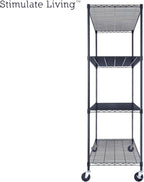 60"x24"x72" PRIME HEAVY DUTY Black 4-Tier Wire Shelving NSF 2400 LBS MAX Capacity Storage Rack for Commercial, School, Home, Garage, Warehouse, Industrial, and Hospital Uses (with Wheels)