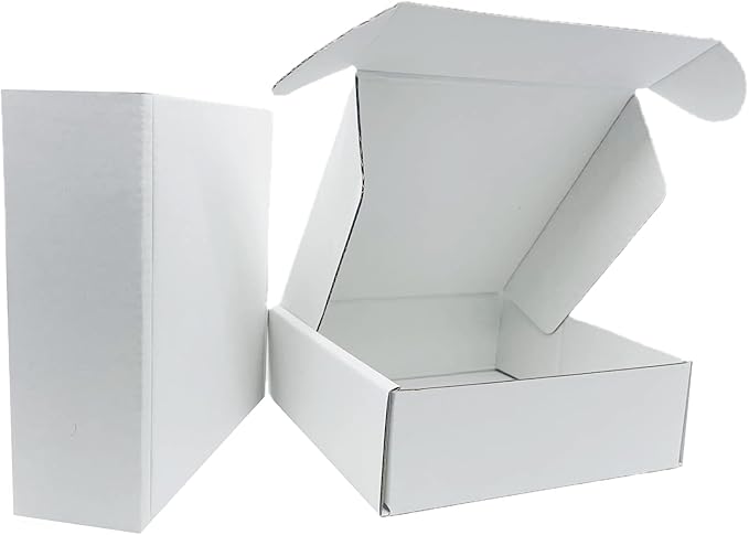 6x6x2 inch Small White Mailers Boxes Recyclable Corrugated Gift Box for Packaging Shipping Set of 10
