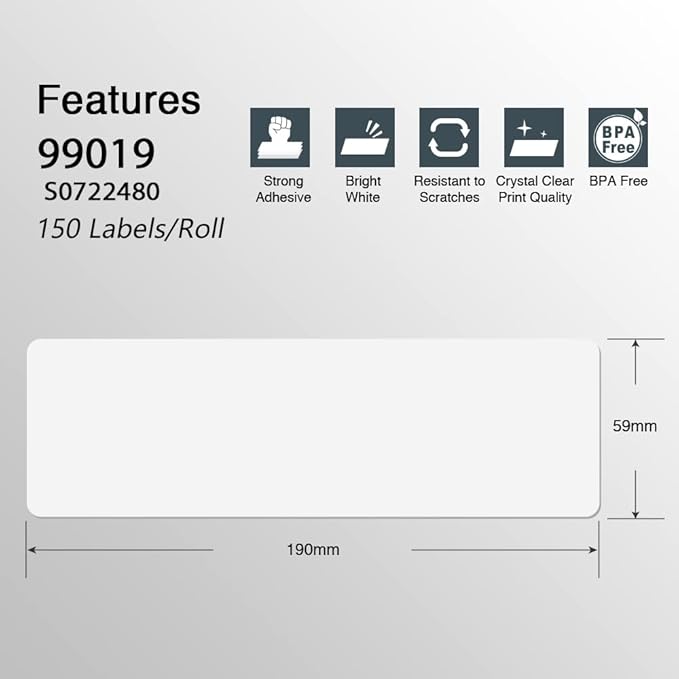 BETCKEY Colored Labels Compatible with Dymo 99019 (2-5/16" x 7-1/2") for Files, Folder and Binders, Compatible for Dymo LabelWriter Thermal 450, 4XL & Zebra Printers [6 Rolls, 900 Labels, Pink]