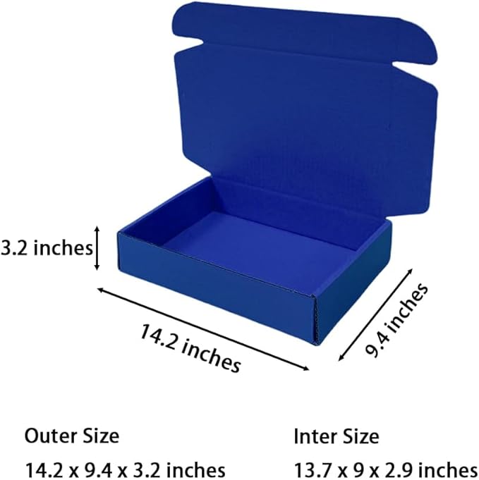 20 Pcs 14.2 x 9.4 x 3.2 inches Shipping Boxes for Small Business Cardboard Corrugated Mailer Boxes for Shipping Packaging Holidays Craft Gifts Giving Products (Industrial Blue, 14.2 x 9.4 x 3.2")