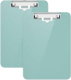 Hongri Plastic Clipboard with Pen Holder, Green 8.5x11 Letter Size Clip Board for Classroom, Office, Students, Nurses and Women, Low Profile Clip, Size 12.5 x 9 in(Pack of 2)