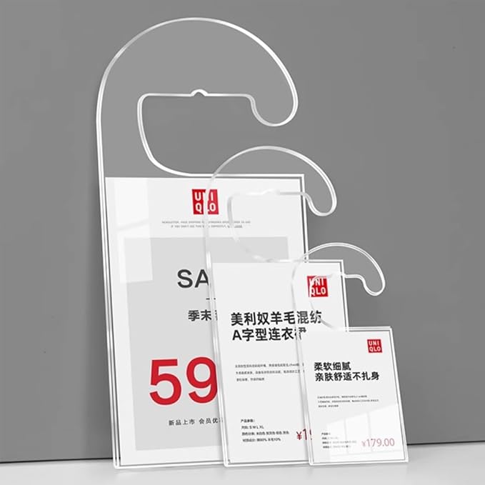 2 Pack Label Holder Price Tag Displays Sign Holder Data Card Holder Ads Display Stand for Retail Store Clothing Price Tag (M (A6) 100*150mm/3.94*5.91inches)