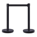 DuraSteel Black Crowd Control Barriers Stanchions with Retractable Belts - Metal Stanchion Posts w/ 6.5ft Black Retractable Barrier Belt Ropes - Queue VIP Safety Line Dividers - Set of 2 Stantions
