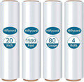 Stretch Film Shrink Wrap Roll 20" x 1500FT, Heavy Duty 80 Gauge Stretch Wrap Roll, Industrial Plastic Wrap for Moving, 800% Stretch for Packing, Pallets, Shipping&Furniture Protection(4 Roll Clear)