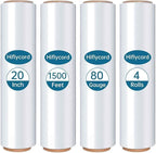 Stretch Film Shrink Wrap Roll 20" x 1500FT, Heavy Duty 80 Gauge Stretch Wrap Roll, Industrial Plastic Wrap for Moving, 800% Stretch for Packing, Pallets, Shipping&Furniture Protection(4 Roll Clear)