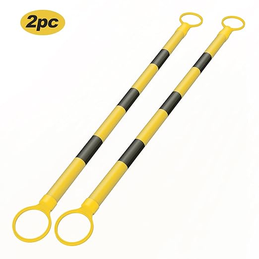 RoadHero 2 Pack 4 FT to 6.9 FT Retractable Cone Bar, Expandable Traffic Cone Bars for Parking Lots, Extendable Barricade for Road Construction, Black and Yellow, Cone Not Included