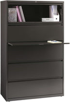 Pemberly Row 42-in Wide Metal 5 Drawer Lateral Filing Cabinet Charcoal