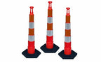 Eastern Metal 42" Stackable Ring TOP Traffic CHANNELIZER Cones W/16 lb Base (Set of 3-Includes (3) CHANNELIZERS, (3) Bases)