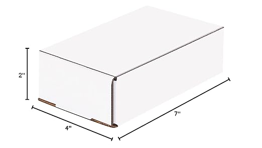 Box USA Small Shipping Boxes 7"L x 4"W x 2"H, 50-Pack - White Box Crush-Proof Mailers for Packaging, Storage, Gifts or Bulk Business Orders