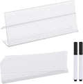 PATIKIL 3.9" x 1.8" Wire Shelf Label Holder, 20 Pack Reusable Plastic Price Tag Display Clip for 0.79" to 0.98" Thick Shelves with Paper Inserts Pens for Home Market Store, Clear