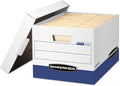 Bankers Box 07243 R-Kive Max Storage Box, Letter/legal, Locking Lid, White/blue, 12/carton