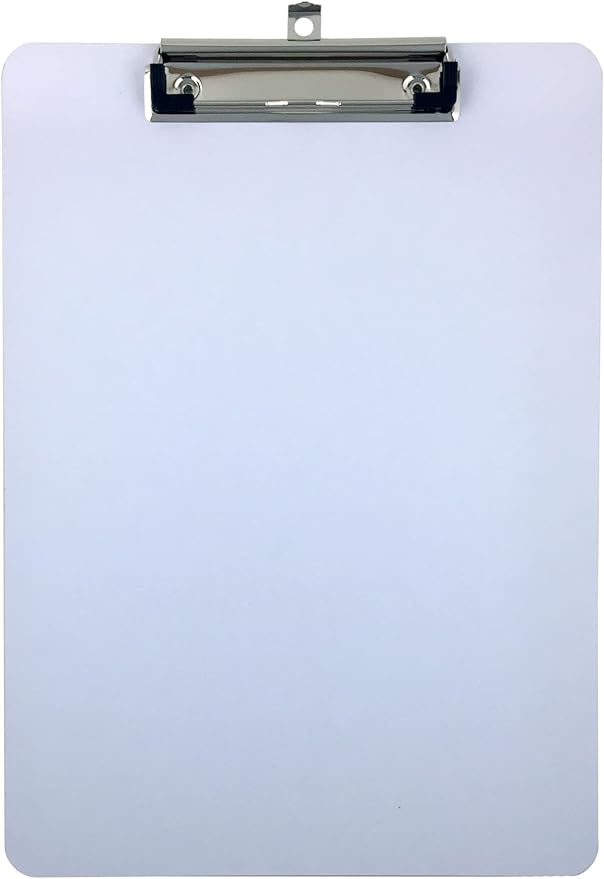 Clipboard Dry Erase Surface 9'' x 12.5'' Letter Size Low Profile Clip Whiteboard Single (Pack of 1)