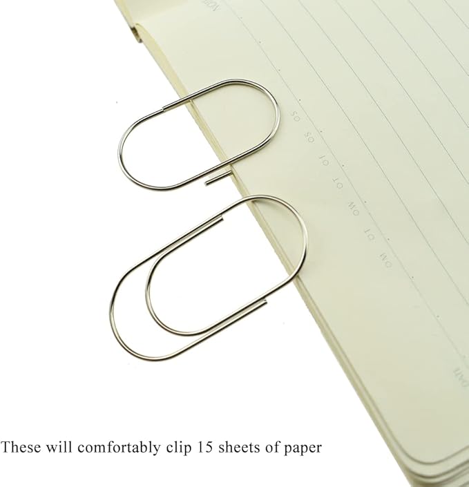 HAHIYO Paper Clips Sturdy 2 inches Length 30 Pack Wide Paperclips Heavy Duty Tight Grip Rust Proof Reusable Metal Bright Silver for Home Office School