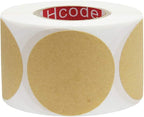 Hcode 2'' Natural Circle Price Stickers Kraft Paper Dots Labels Target Pasters Adhesive Writable Labels 500 Pieces Per Roll (2 inches)