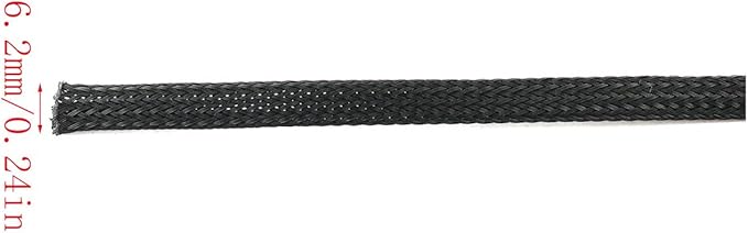 E-outstanding 5M/16.4ft Cable Sleeve Black Insulated Braided Sleeve 6mm / 1/4Inch Wire Protection Flexible Cable Sock