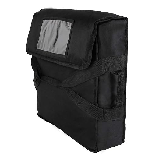 Insulated Food Delivery Bag Pizza Delivery Bags Professional Pizza Warmer Carrier Bags Moisture Free for 2-16" or 2-18" (Black, 20"X20"X6")