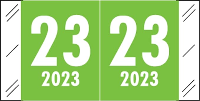 2023 Year Stickers, Doctor Stuff 2023 Chart Stickers, Light Green Colored, Tabbies 11700 Style, USA Made Year Stickers for End Tab File Folders, 1000/Roll, 1 Roll, 3/4" x 1-1/2"