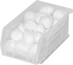 Akro-Mils 30220 AkroBins Plastic Storage Bins, Space-Saving Stackable Bins for Garage, Pantry, Craft Organization, 7-" x 4-" x 3-", Clear, 24-Pack