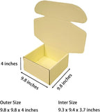 10 Pcs 9.8 x 9.8 x 4 inches Large Size Corrugated Cardboard Gift Boxes Recyclable Shipping Boxes for Mailing & Holidays, Wedding, Birthday, Gifts Packaging (Butter Yellow, 9.8 x 9.8 x 4")