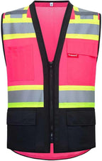 ProtectX 6 Pockets High Visibility Safety Vest for Men Women Class 2 Reflective Hi Vis Work Construction Vest