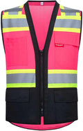 ProtectX 6 Pockets High Visibility Safety Vest for Men Women Class 2 Reflective Hi Vis Work Construction Vest