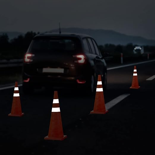 RoadHero 28 Inch 1 Pack Collapsible Traffic Safety Cones, Multi Purpose Pop-up Cones with Reflective Collar for Road Safety, Orange Cones for Driving Training, Parking Lots