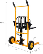 Manual Hydraulic Lift Stacker, 440 lb Capacity Pallet Jack Dolly with 35.5" Lift Height, 20" Forks, All-Steel Frame, Large Rear Rubber Tires & Swivel Casters for Warehouse, Shop & Material Handling