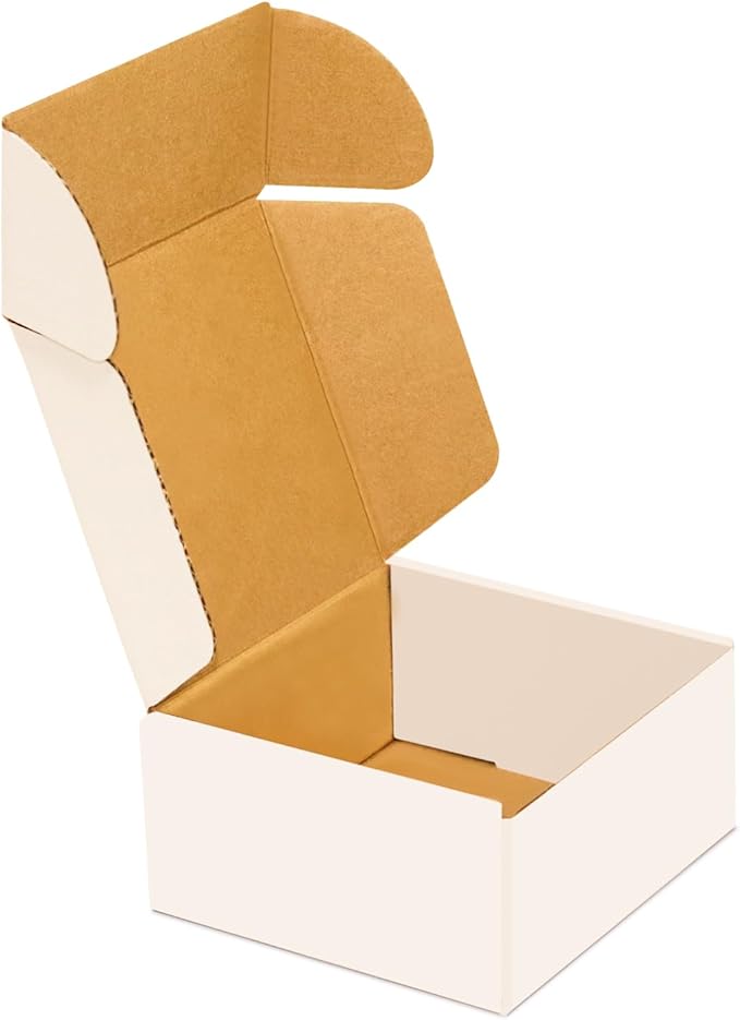 50 Pack Small Shipping Box, 4x4x2'',Corrugated Mailer,Wonfer Cardboard Box, White