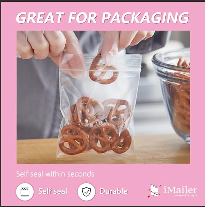 iMailer - 500 Pcs- 8" x 10" Plastic Zip Poly Bags- Clear Resealable Zip Bag for Art Prints, Brochure, Photoes, Handicraft Gift