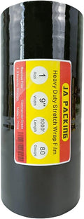 Stretch Wrap/Film Black Industrial Strength Extra Thick 9” x 1000ft 80 Gauge Clear Cling Mini Durable Shrink Wrap Film Roll Plastic Wrap for Moving/Packing Heavy Duty Adhering Packing Heavy Duty Film