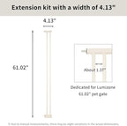 Lumizone Extra Tall Cat Gate Extension Kit 61.02" High Pressure Mounted 4.13" Extra Wide 1.37" Gap No Drilling Tall Pet Gate for Dogs (Cream, 4.13" W)