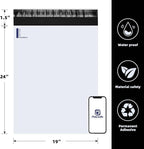 POLYSELLS 100 Pack 19x24 Inch White Poly Mailers Shipping Envelopes, Strong Adhesive Sealing, Waterproof, and Tear-resistant Postal Mailing Bags for Clothing, Books, and Accessories