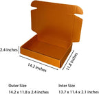 12 Pcs 14.2 x 11.8 x 2.4 inches Large Szie Corrugated Cardboard Gift Boxes Recyclable Shipping Boxes for Mailing & Holidays, Wedding, Birthday, Gifts Packaging (Copper, 14.2 x 11.8 x 2.4")