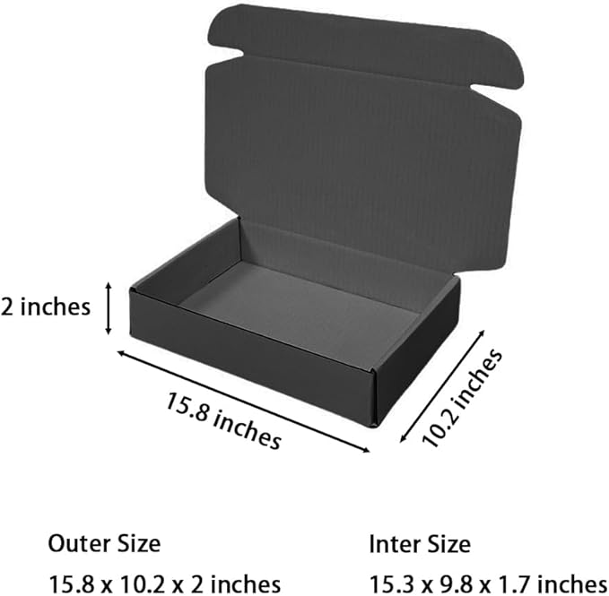 20 Pcs 15.8 x 10.2 x 2 inches Shipping Boxes for Small Business Cardboard Corrugated Mailer Boxes for Shipping Packaging Holidays Craft Gifts Giving Products (Dark Gray, 15.8 x 10.2 x 2")