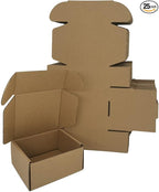 4x4x2'' Small Shipping Boxes 25 Pack, Brown Corrugated Cardboard Mailers for Mailing Packaging Business (BR442-25)