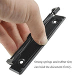 HAHIYO 4.72 Inches Black Metal Mountable Clipboard Clips - 5 Pack, Durable Spring Loaded Clip with Rubber Grips, Hanging Hole and Rivets - Document File Wood Plastic Clip Board for Office School Home