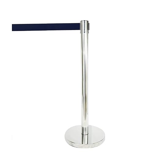VIP Crowd Control Retractable Belt Stanchion Queue Safety Barrier Set, 36" Ht, 78" Belt + Wall Bracket (6 Mirror Posts Black Belt + SFrame + WBracket)