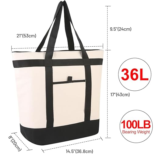 Insulated Cooler Bag, Tote Bag for Grocery Shopping, DIY Your Creative Designs, Cooler Bags Insulated, Pizza/Food Delivery Bag to Keep Cold/Hot (Purified Cotton, Non-Waterproof, Beige