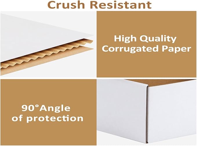 RLAVBL 12x9x2 Shipping Boxes Set of 25, White Corrugated Cardboard Box for Packing, Mailing, Business