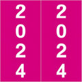 2024 Year Labels, Doctor Stuff 2024 Chart Stickers, Fuschia Color Coded, IFC AFV Style, USA Made Year Stickers for X-Ray Jackets, 500/Roll, 1 Roll, 1-7/8" x 1-7/8"